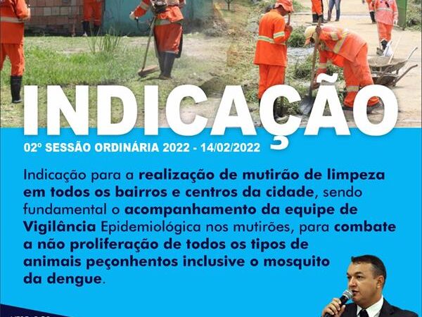 Indicação para realização de mutirão em todos os bairros