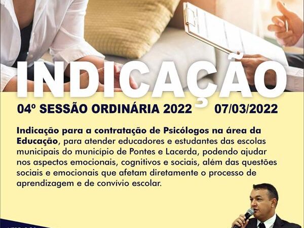 Indicação da 04ª Sessão Ordinária 2022