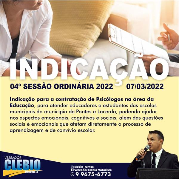 Indicação da 04ª Sessão Ordinária 2022