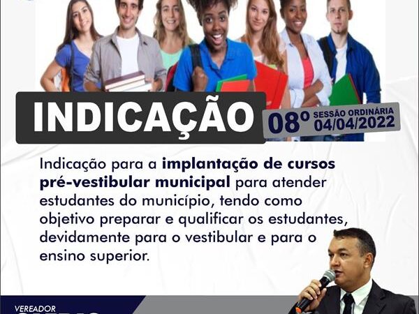 Indicação para implantação de cursos pré- vestibular nas escolas municipais