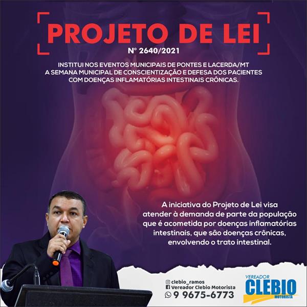 Projeto de Lei – “Semana Municipal de Conscientização e Defesa dos Pacientes com Doenças Inflamatórias Intestinais Crônica”