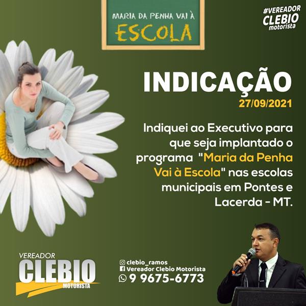 Indicação para criação do Programa – Maria da Penha Vai à Escola.