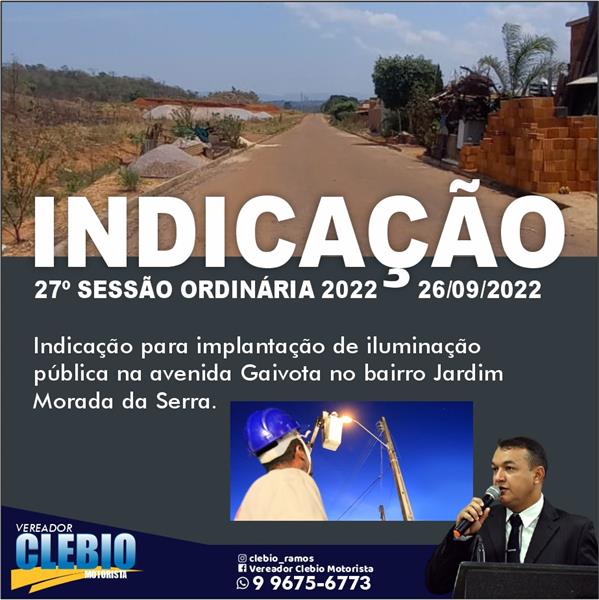 Indicação da 27ª Sessão Ordinária 2022