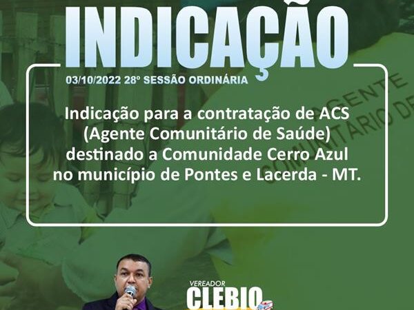 Indicação para contratação de Agente Comunitário de Saúde (ACS)