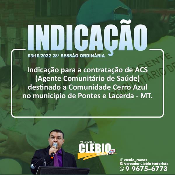 Indicação para contratação de Agente Comunitário de Saúde (ACS)