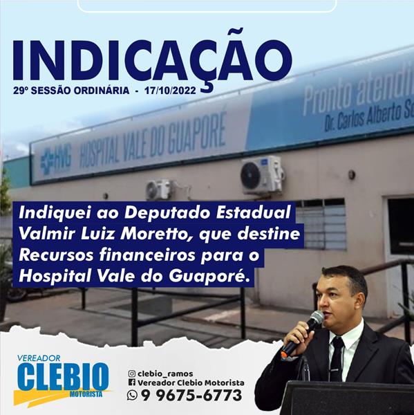 Indicação para Deputado Valmir Moretto