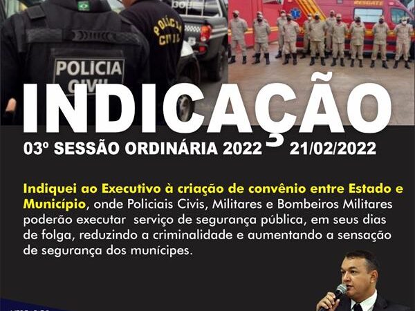 Indicação da 03ª Sessão Ordinária 2022