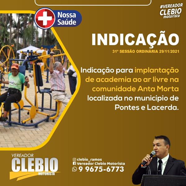 Indicação para a implantação de academia ao ar livre na comunidade Anta Morta