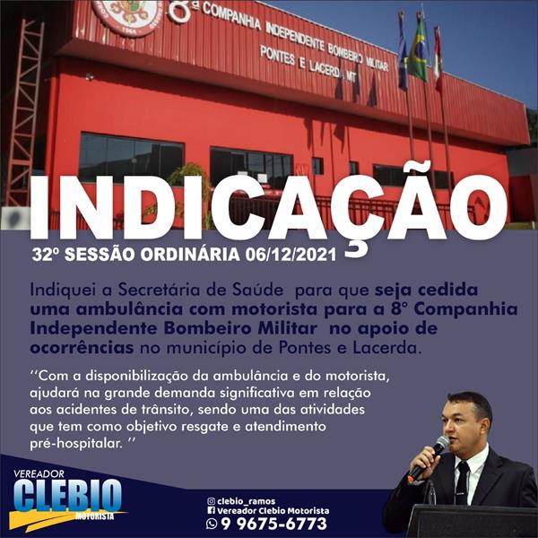 Indicação da 32ª Sessão Ordinária 2021