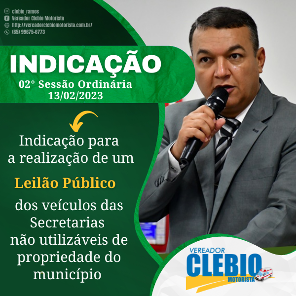 Indicação para realização de Leilão Público, dos veículos das Secretária não utilizáveis