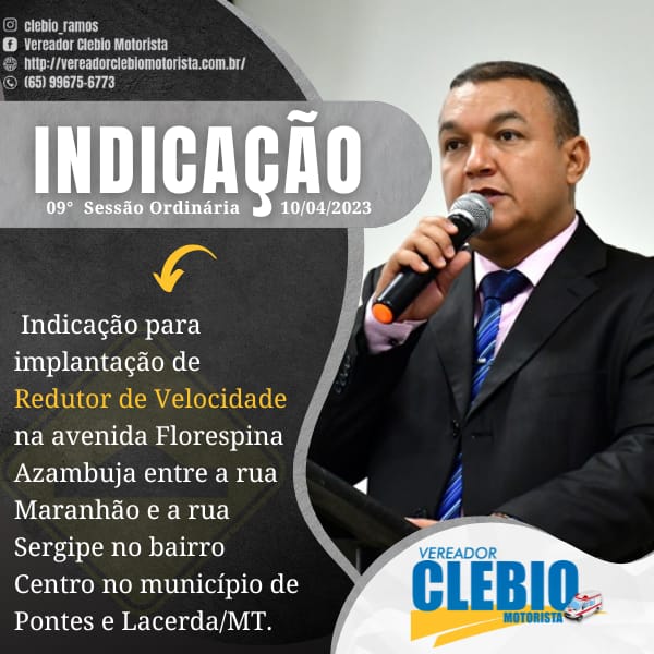 Indicação para implantação de 𝗥𝗲𝗱𝘂𝘁𝗼𝗿 𝗱𝗲 𝗩𝗲𝗹𝗼𝗰𝗶𝗱𝗮𝗱𝗲 na avenida Florespina Azambuja entre a rua Maranhão e a rua Sergipe