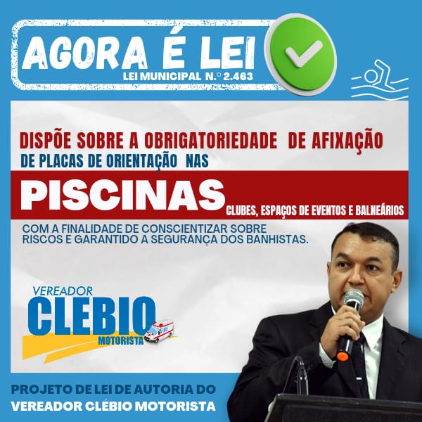 Vereador Clébio Motorista tem Projeto de Lei  Sancionado pelo Poder Executivo