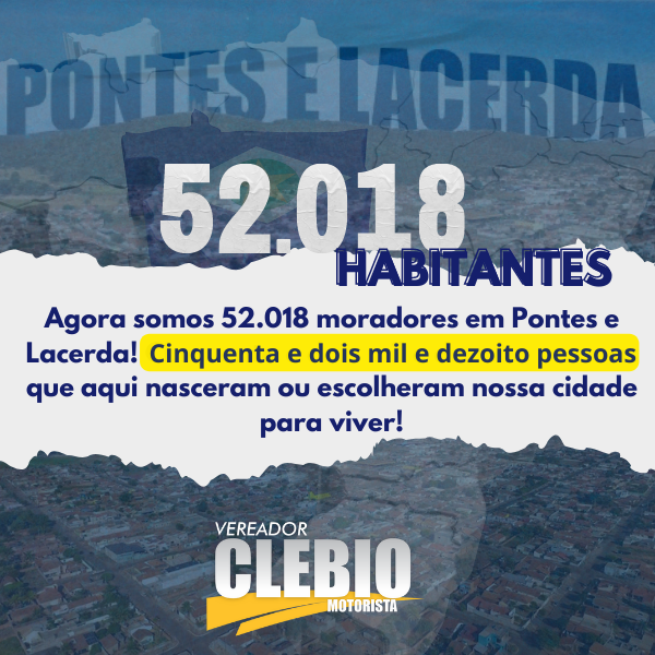 Pontes e Lacerda tem 52.018 habitantes, segundo Censo divulgados pelo IBGE 2022/2023