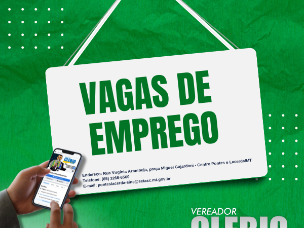 Vagas de emprego em Pontes e Lacerda/MT