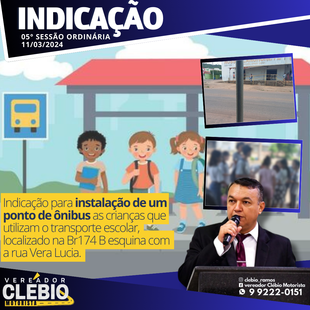 Vereador Clébio Motorista indica  melhorias para transporte escolar no bairro Vila Serveng e região em Pontes e Lacerda